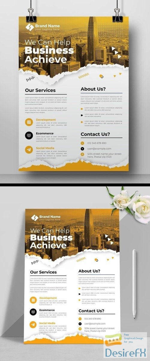 Corporate Flyer Layout with Orange Elements 525909320 AIT