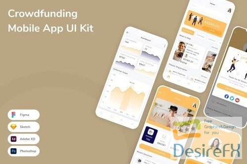 Crowdfunding Mobile App UI Kit
