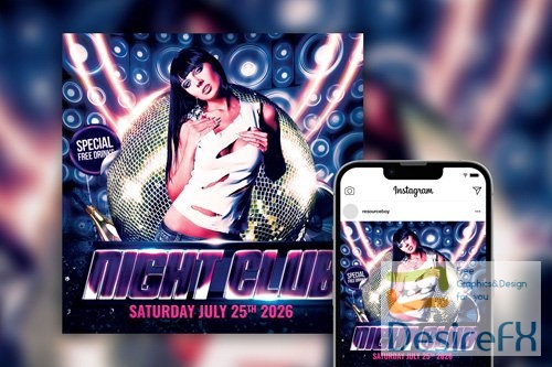 Dazzling Spectacular Nightclub DJ Party Instagram Post Template