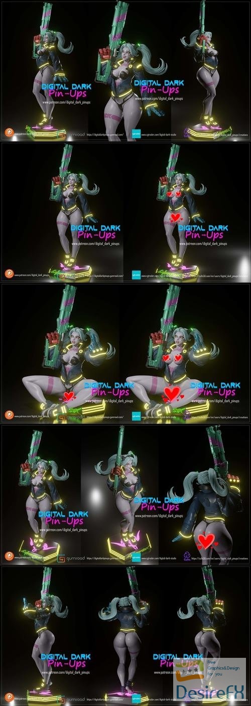 Digital Dark Pin-Ups - Rebecca Cyberpunk Edgerunners – 3D Print