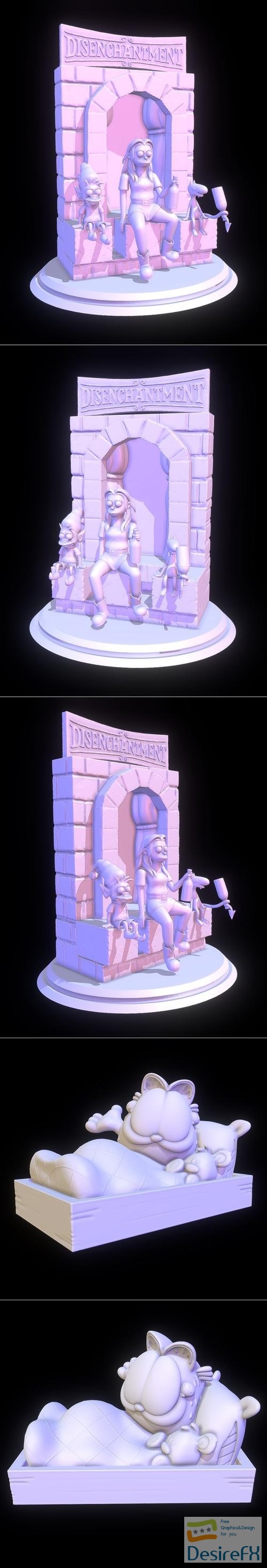 Disenchantment Diorama and Garfield in Bed – 3D Print