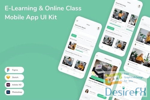 E-Learning & Online Class Mobile App UI Kit