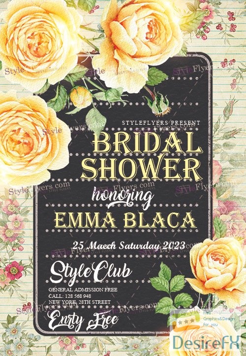 Floral Bridal Shower Party Event Flyer Template
