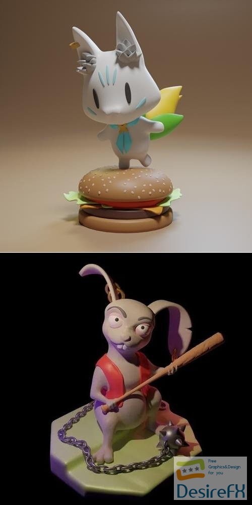 Fubuki Japanese Mascot and Apocalypse Rabit – 3D Print