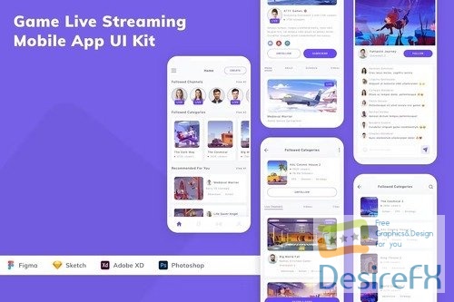 Game Live Streaming Mobile App UI Kit