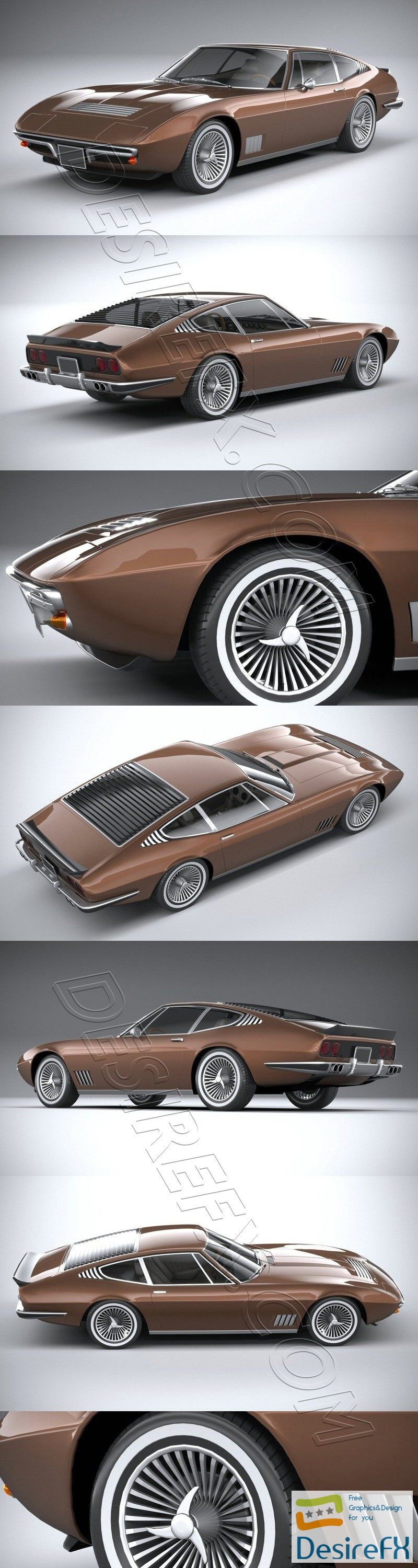 Generic Italian Classic Supercar 1970 3D Model
