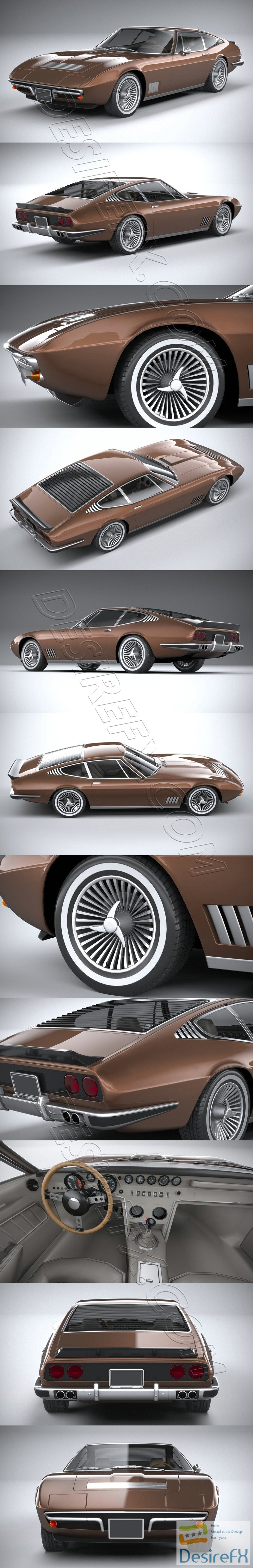 Generic Italian Classic Supercar 1970 3D Model