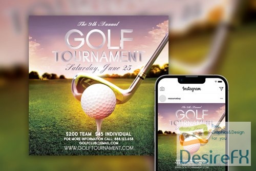 Golf Tournament Instagram Post Template Beautiful PSD