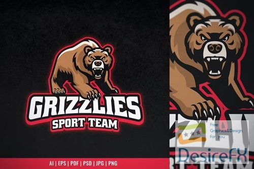 Grizzly Bear Sport Team Mascot Logo
