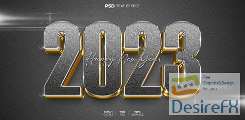 Happy new year 2023 black 3d editable text effect