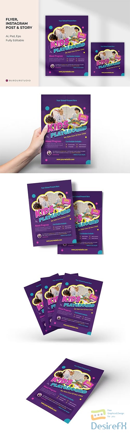 Kids Play Course Flyer & Instagram Post PSD