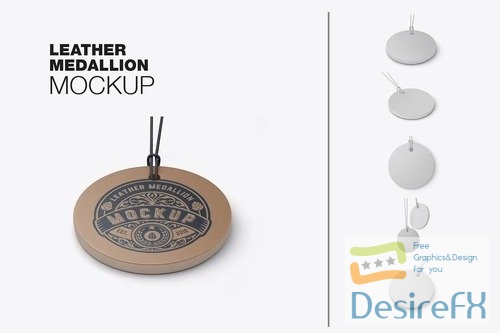 Leather medallion With Rope Mockup PSD