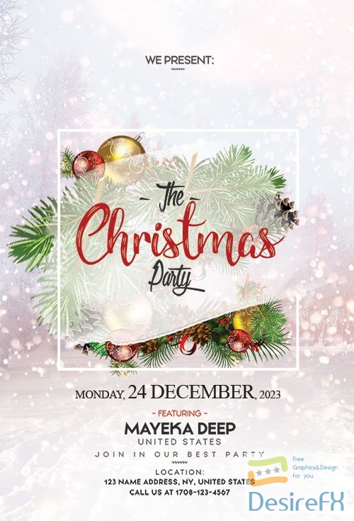 Luxurious Festive Merry Christmas Flyer Template