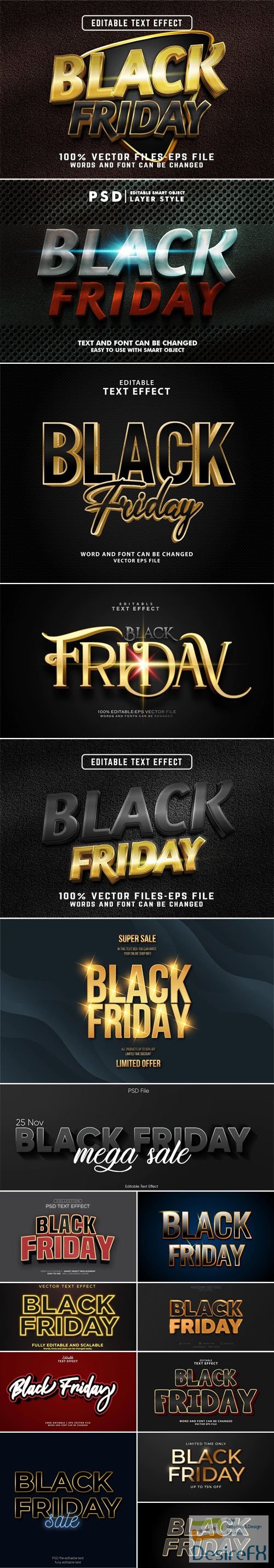 Modern Black Friday 3D Text Effects Vector Templates Vol.4