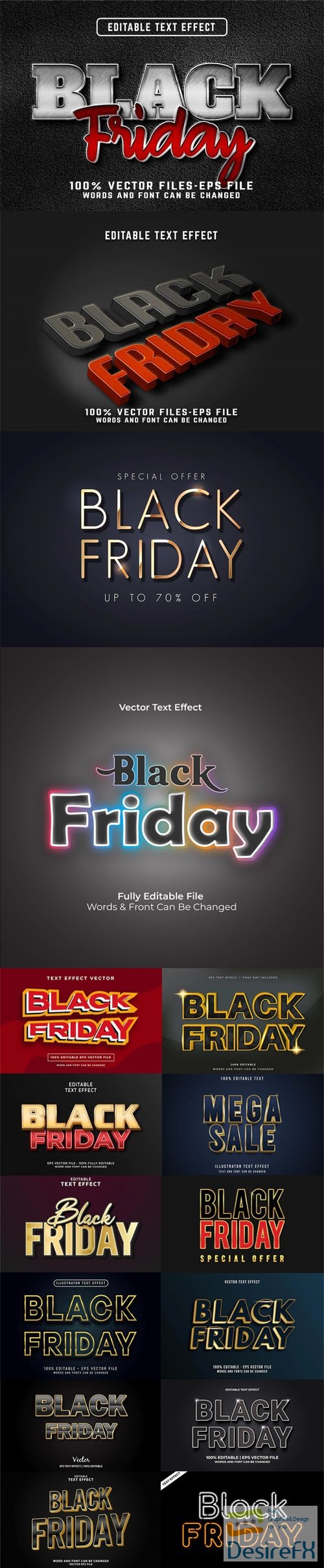 Modern Black Friday 3D Text Effects Vector Templates Vol.5