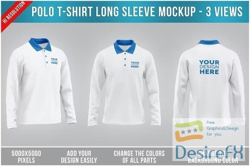 Polo T-Shirt Long Sleeve Mockup
