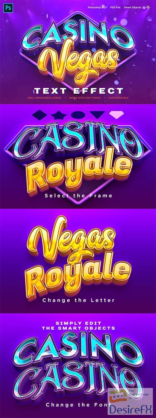 Realistic Casino Logo Style 3D Text Effects