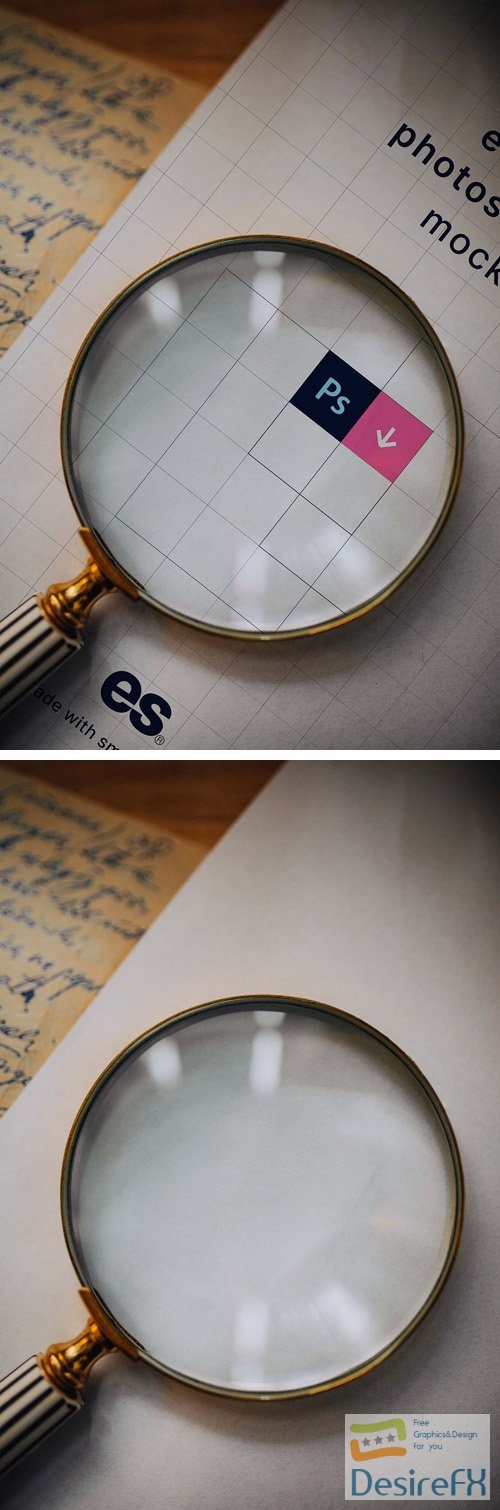 Realistic Magnifying Glass PSD Mockup Template