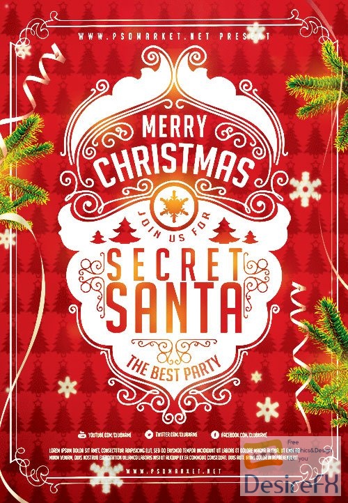 Secret Santa event flyer psd
