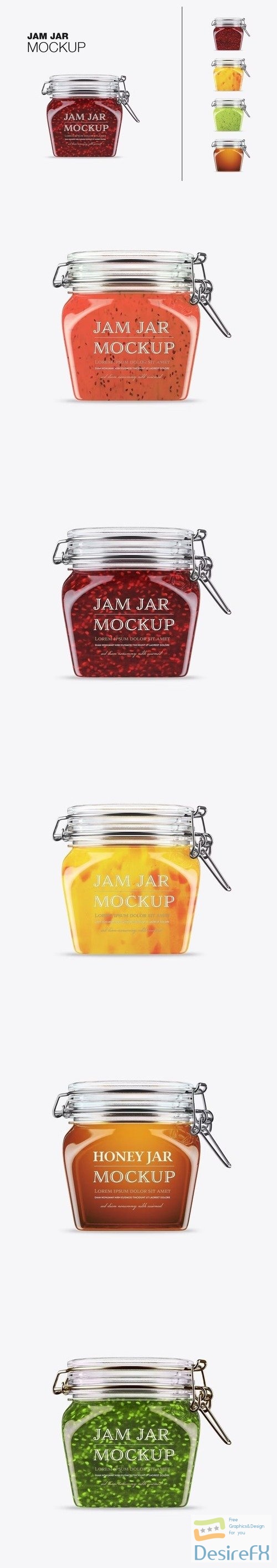 Set Jams Jar and Honey Mockup PSD