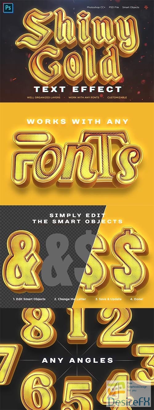 Shiny Gold Realistic 3D Text Effects