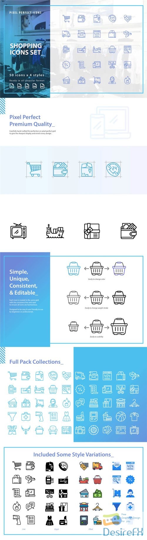 Shopping Icon Set - Pixel Perfect Vector Icons