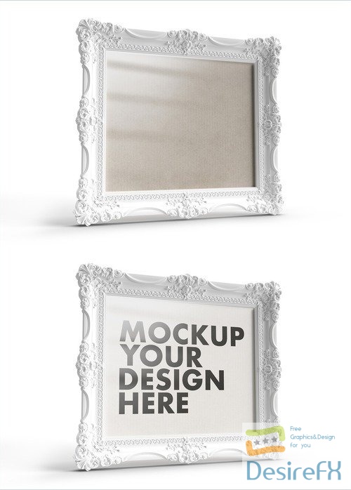 Simply Beautiful and Ornamented White Frame Mockup on a White Background 503738827 PSDT