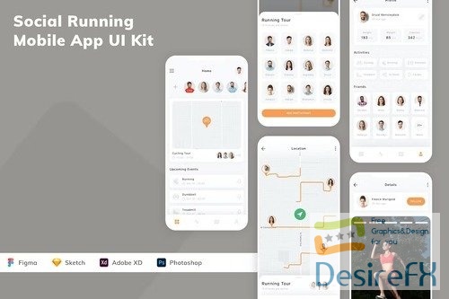 Social Running Mobile App UI Kit