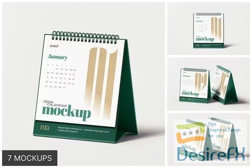 Square Desk Calendar Mockup Set