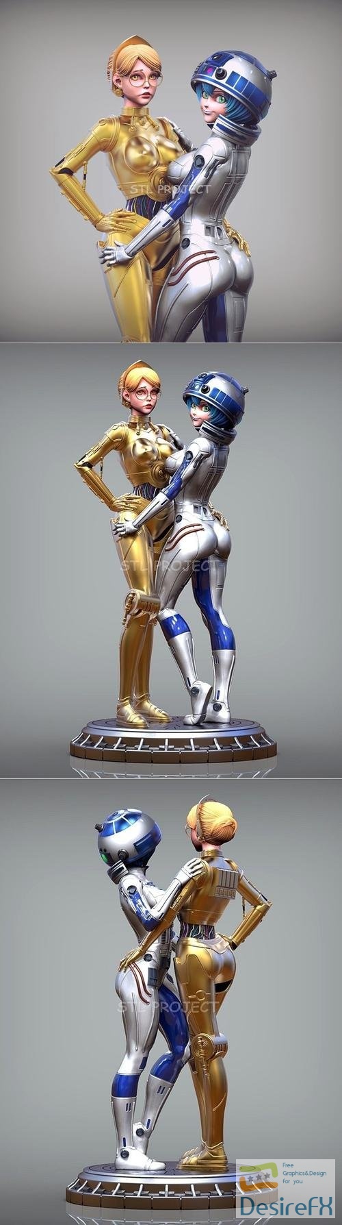Star Wars C3PO R2D2 Female – 3D Print