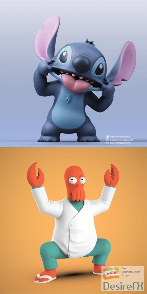 Download Stitch and Zoidberg – 3D Print 