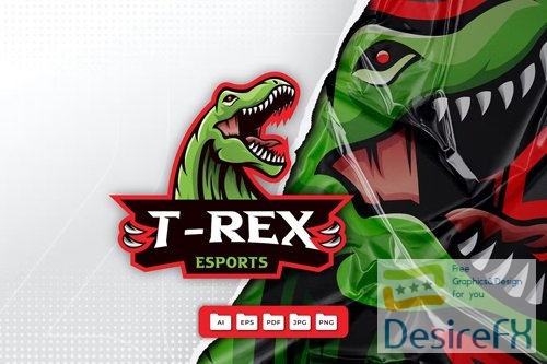 T-Rex Dinosaur Mascot Logo Design