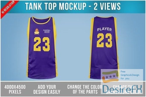 Tank Top Basketball Jersey Mockup PSD