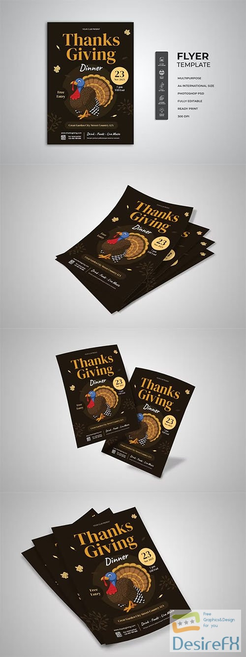 Thanksgiving Celebration Flyer PSD