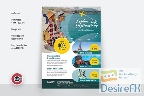 Travel Flyer Design Template EPS