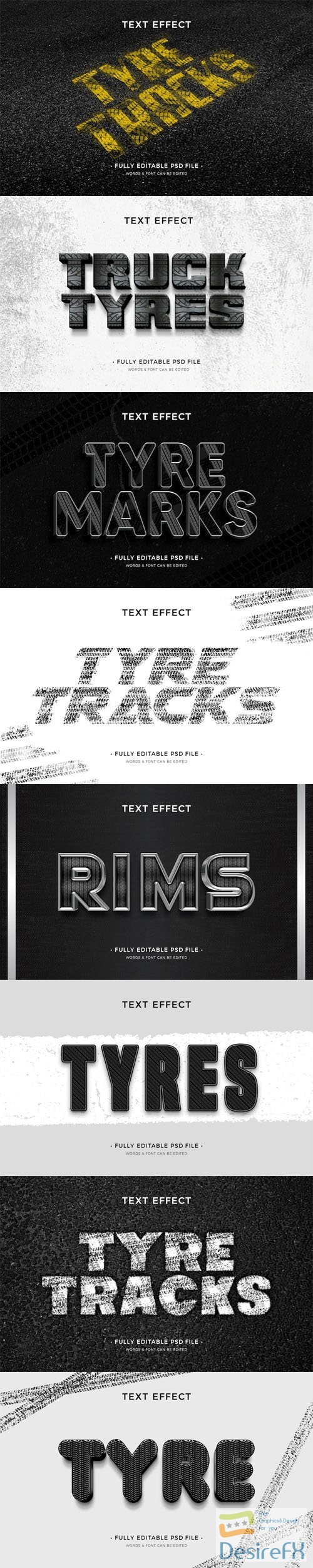 Tyres Text Effects Collection for Photoshop
