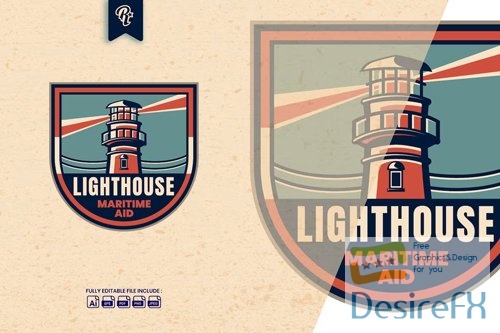 Vintage Lighthouse Badge Logo PNG