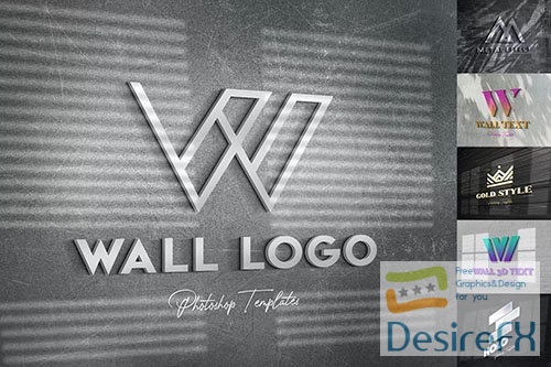 Wall Text or Logo Mockups PSD