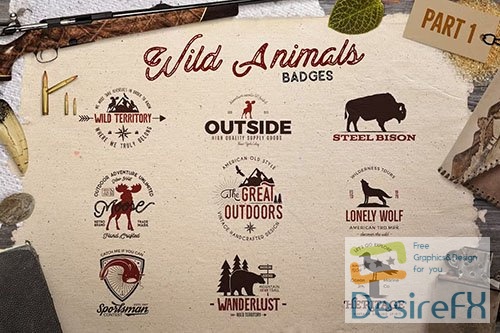 Wild Animals Vintage Logo Camp Badges Part 1