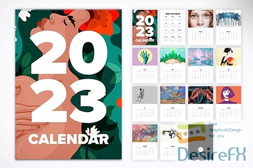 Yearly Wall Calendar 2023 PSD