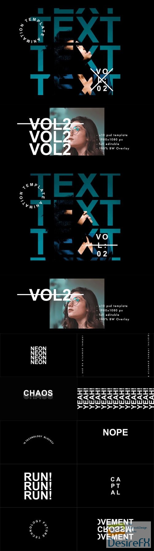 10 Text Animated Templates for Photoshop + Footages