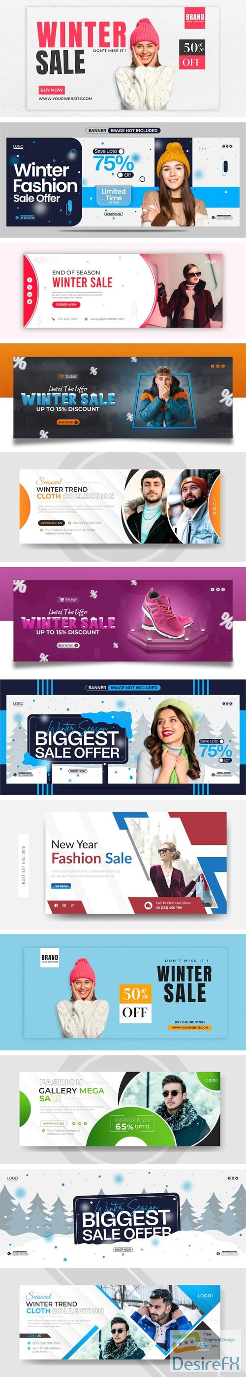 10+ Winter Sales Web Banners Vector Templates