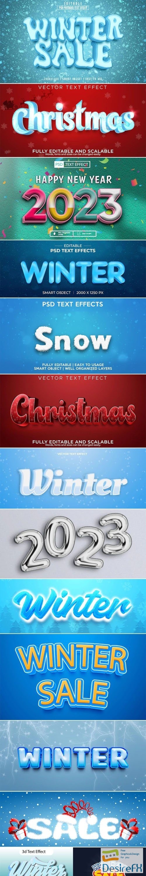 10+ Winter Season & Holidays Text Effects for Photoshop & Illustrator