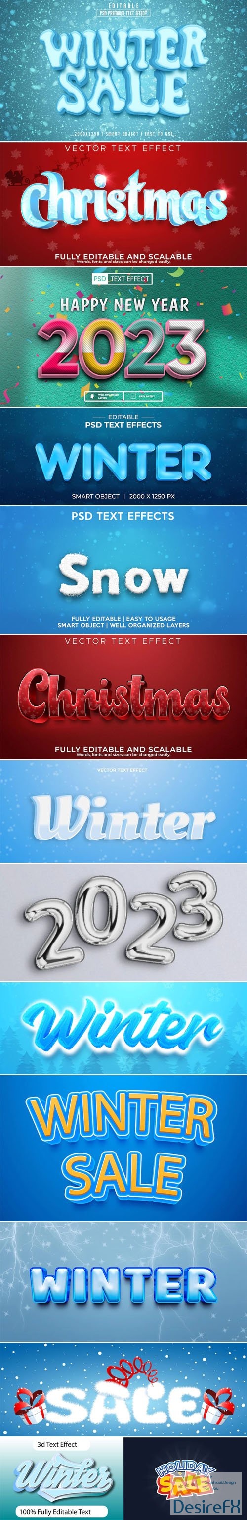 10+ Winter Season & Holidays Text Effects for Photoshop & Illustrator