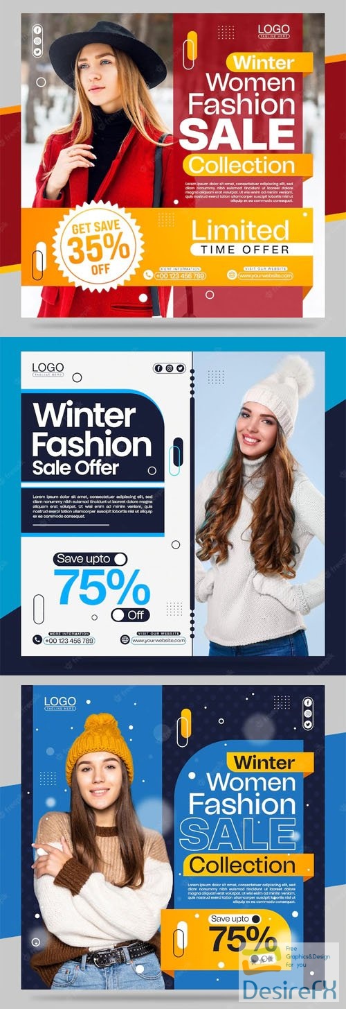 10+ Winter Season Sales Social Media Posts Vector Templates