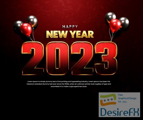2023 celebration banner or happy new years background template design psd