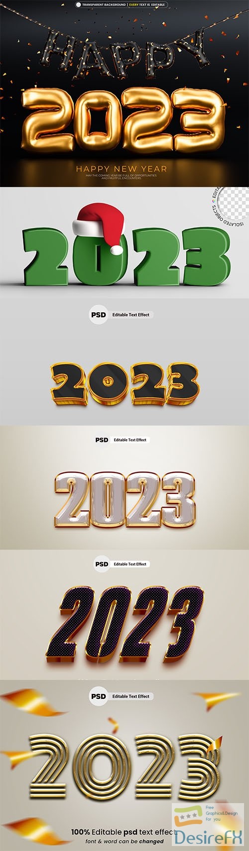 2023 colorful text effect editable in psd