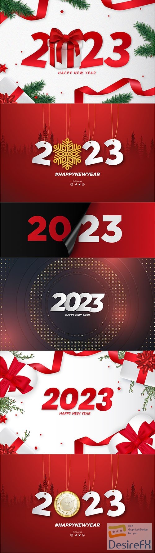 2023 new year on red vector background
