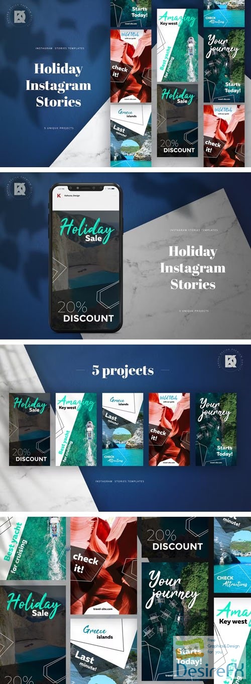 5 Holiday Insta Stories PSD Templates