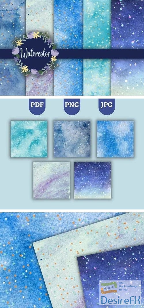 5 Watercolor Blue Textures